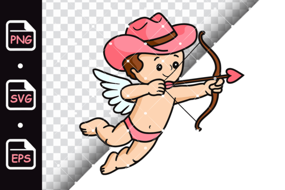 Cartoon Cupid with Cowboy Hat: A Playful Embroidery Design for Real Projects