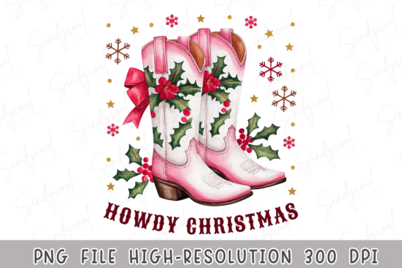 Christmas Cowboy Boots Pink Western Embroidery Design Review