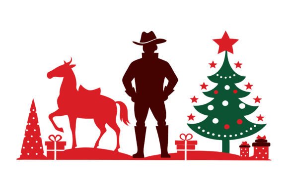Christmas Funny Cowboy Silhouette Vector Review for Embroidery Projects