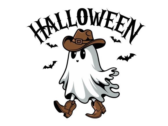 Halloween Boo Wearing Cowboy Hat Vector Review