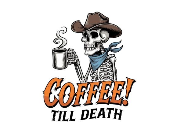 Halloween Cowboy Skeleton Coffee Lover Embroidery Design Review