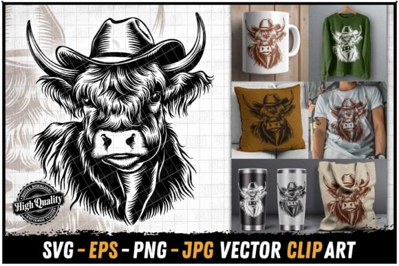 Highland Cow with Cowboy Hat Portrait Review for Real Projects