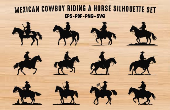 Mexican Cowboy Riding Horse Clipart Set Review for Real Projects