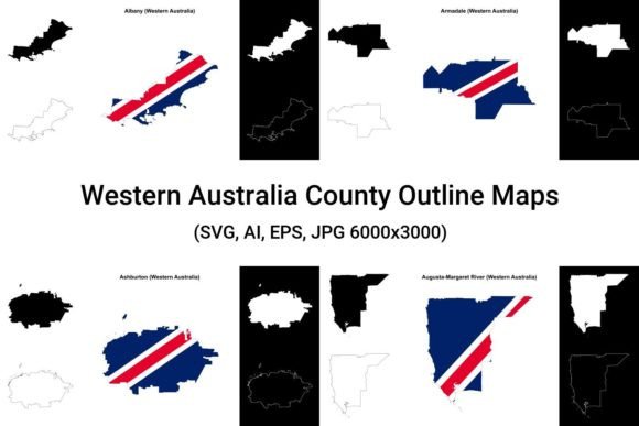 Western Australia County Outline Maps Embroidery Design Review