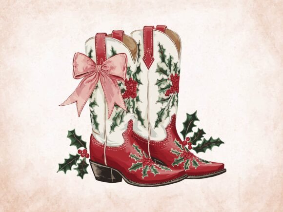 Western Christmas Cowboy Boots Holly Bow Review