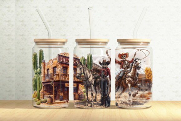 Wild West Cowboy 16oz Glass Can Wrap Review for Embroidery Projects